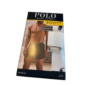 Polo Ralph Lauren Mens 3 Pack Classic Fit Cotton Boxer Briefs White Black